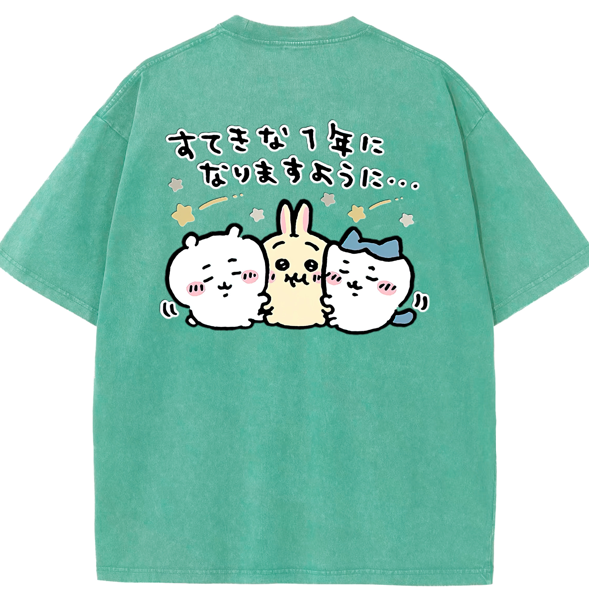 （画像用） ちいかわ ちいかわ Chii-kawa chiikawa 綿100% ヴィンテージ風 半袖Tシャツ（背面プリント）